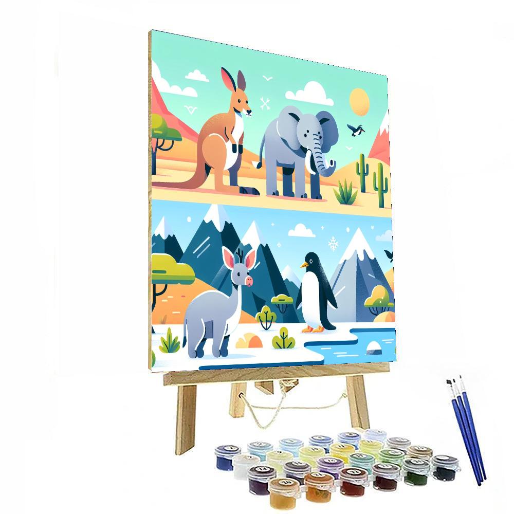 Around The World With Animals Paint By Color