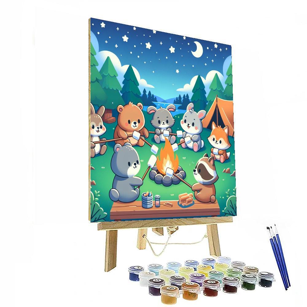 Cute Creatures Camping Paint By Number