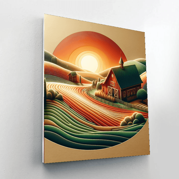 Rustic Barn Sunrise Painting By Numbers Kit