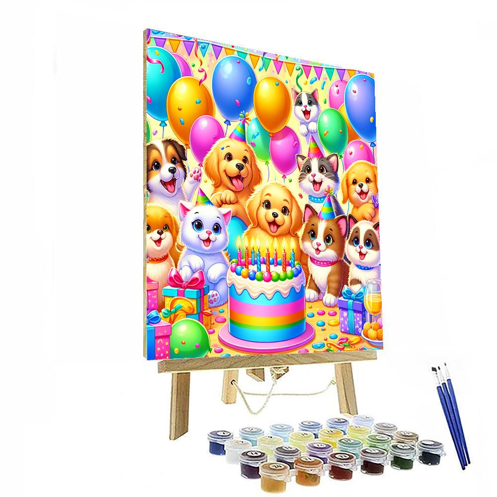 Cute Animal Friends' Birthday Painting Number Kit