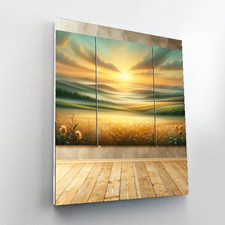 Golden Sunrise Over Fields Paint By Numbers Kits