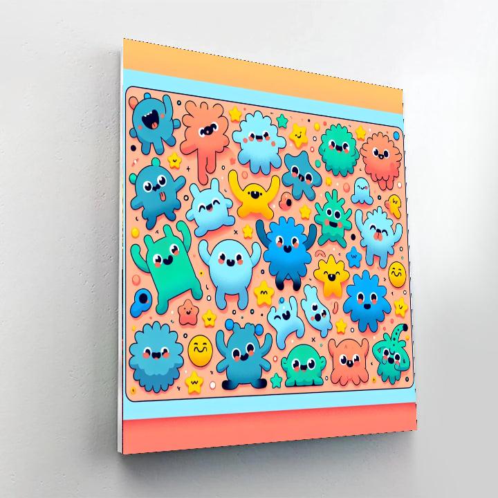 Brightly Colored Monster Mash Painting Number Kit
