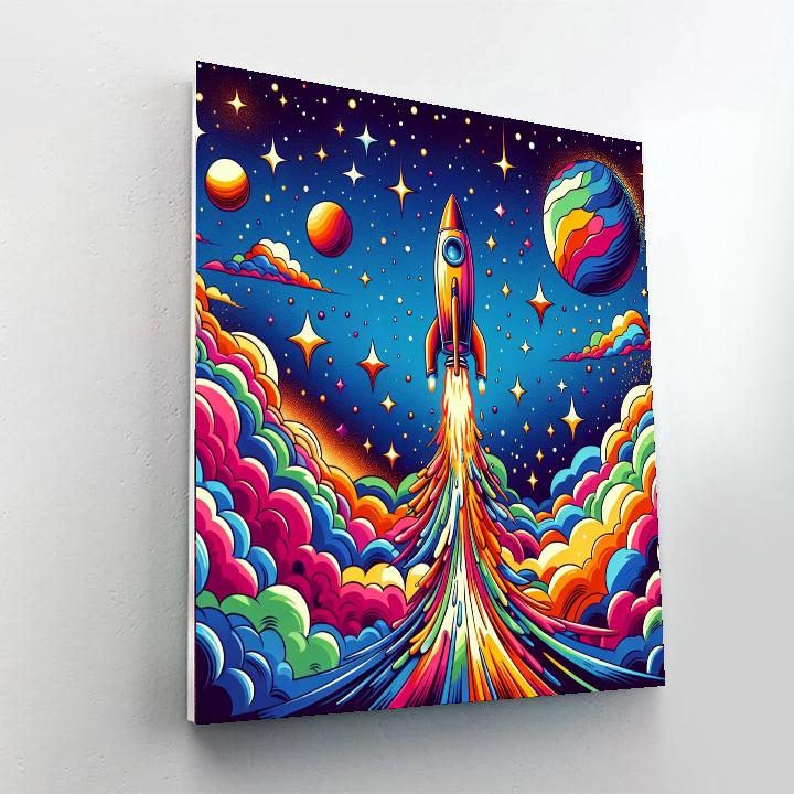 Blast-off Rocket Launch DIY Paint By Numbers