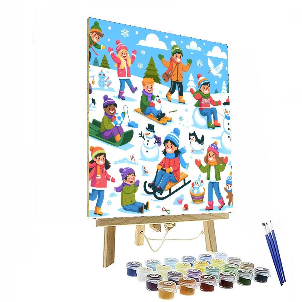 Joyful Winter Playtime Numbered Painting Kits