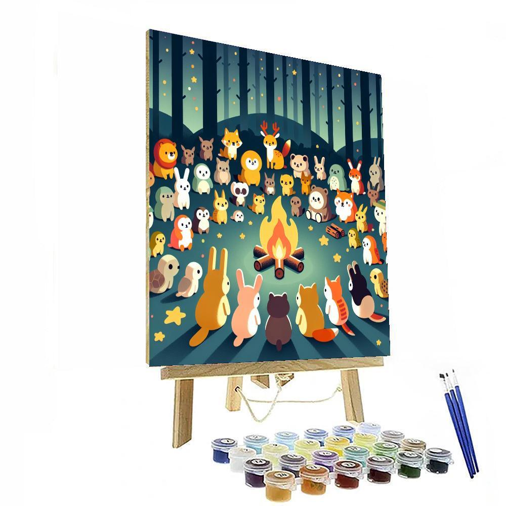 Cozy Campfire Circle Paint By Numbers Art