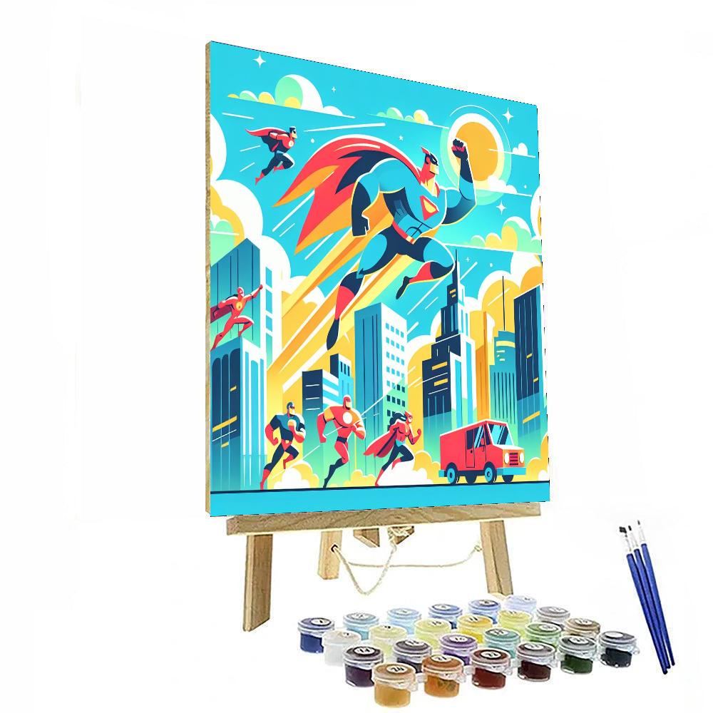 Superhero City Adventures Paint By Numbers Art