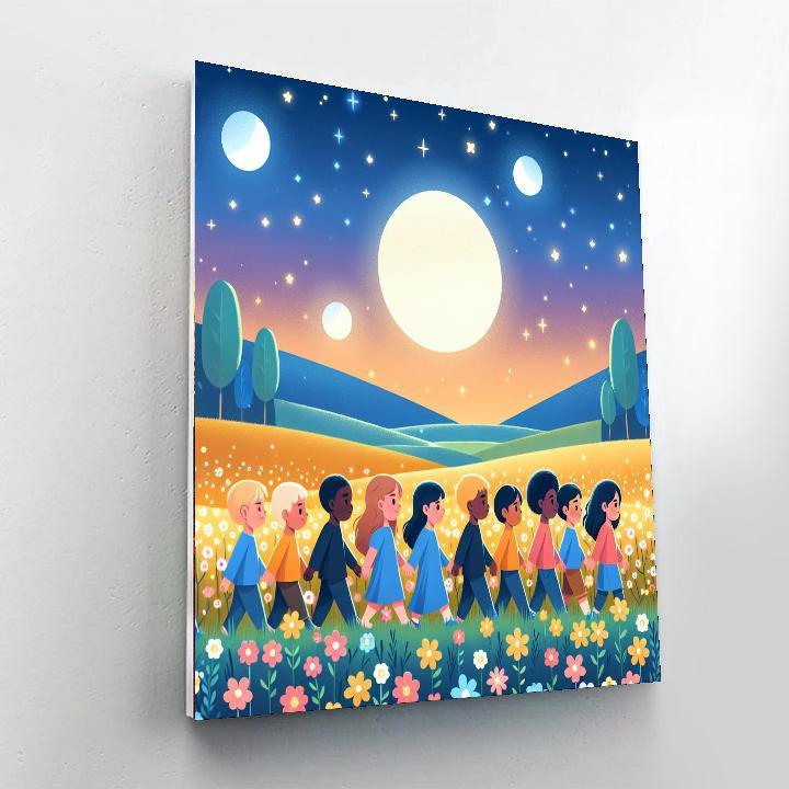 Moonlit Meadow Walk Painting Number Kit