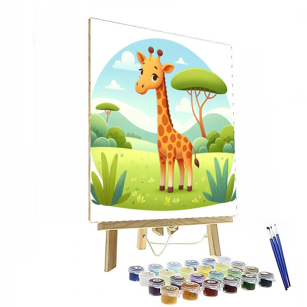 Gentle Giraffe Safari Number Painting