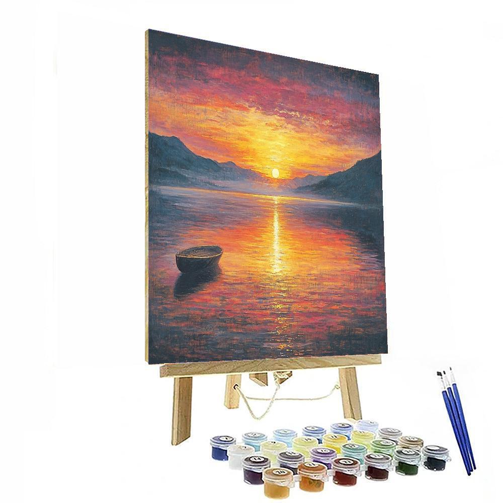 J.M.W. Turner Inspired Glowing Sunset Reflections  Paint By Numbers