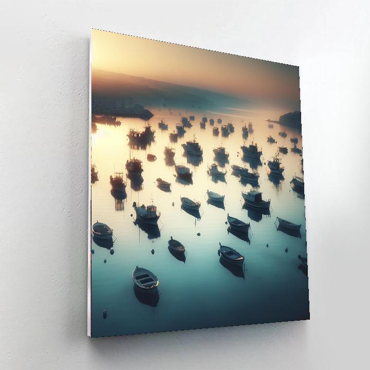 Misty Harbor Dawn Painting Number Kit