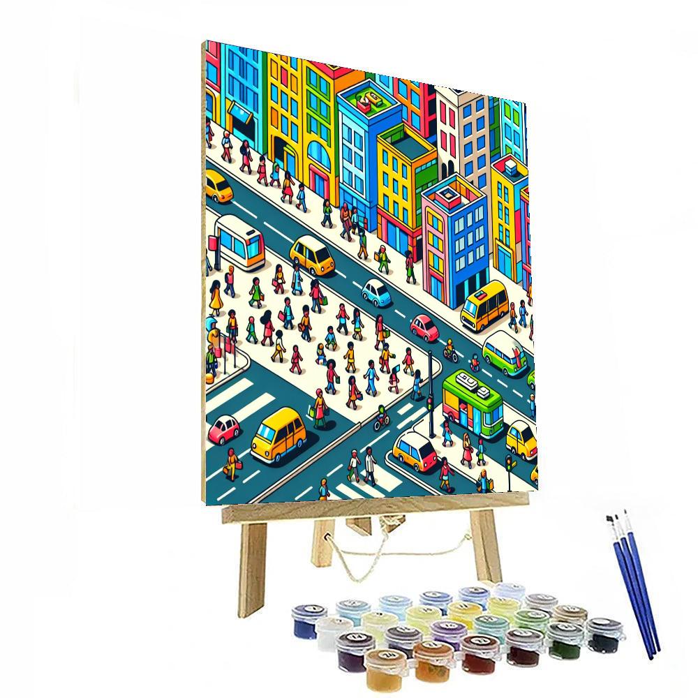 Busy City Streets Paint By Numbers Art