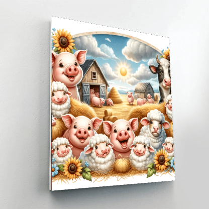 Cheerful Farm Animals Paint By Color