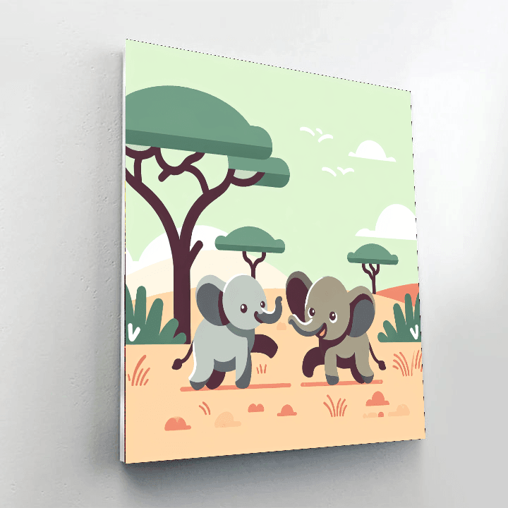 Safari Adventure With Giggling Elephants Paint By Number