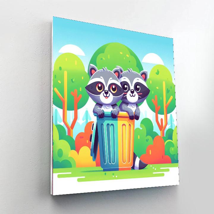 Silly Raccoons Number Painting