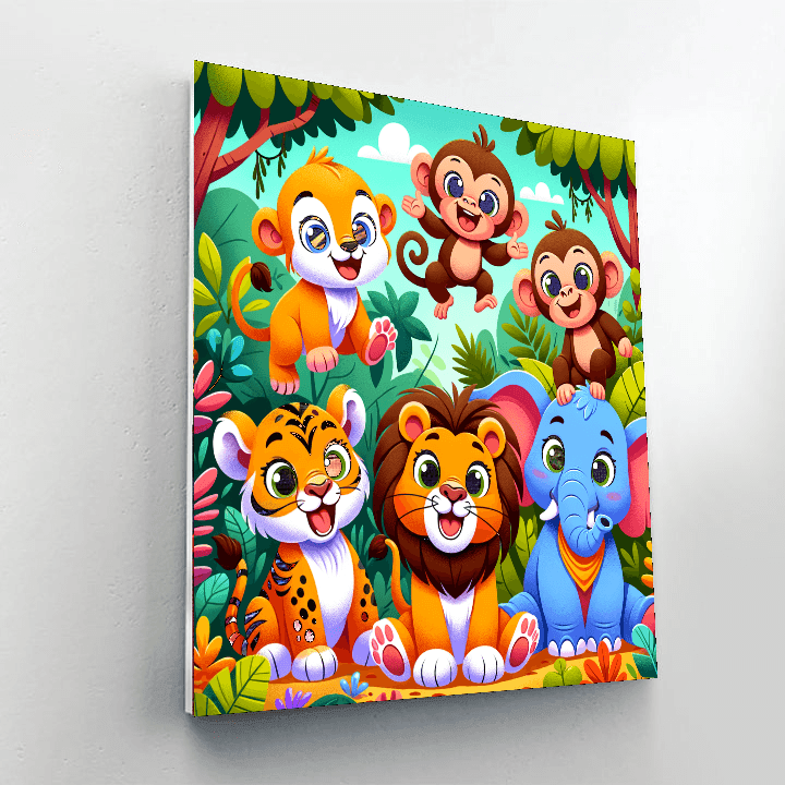 Cute Baby Jungle Animals Painting By Numbers Kit