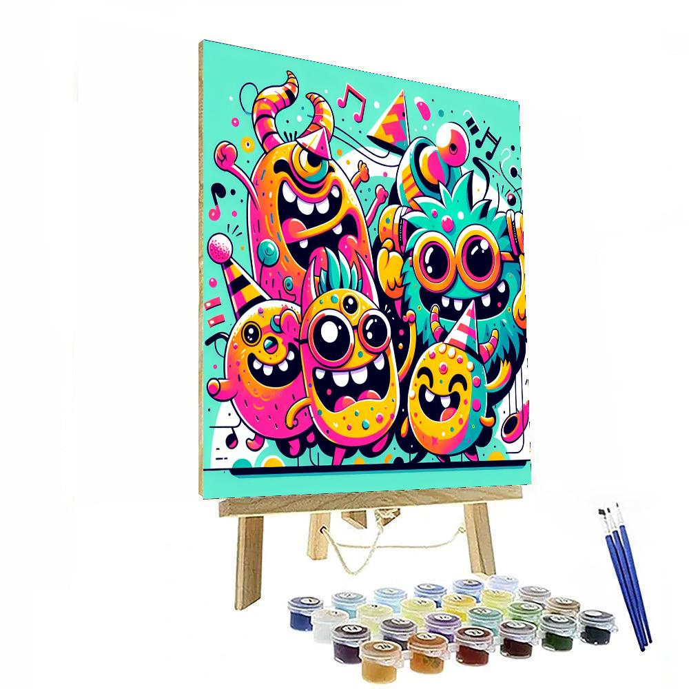 Funky Monster Dance Party Paint By Numbers Art