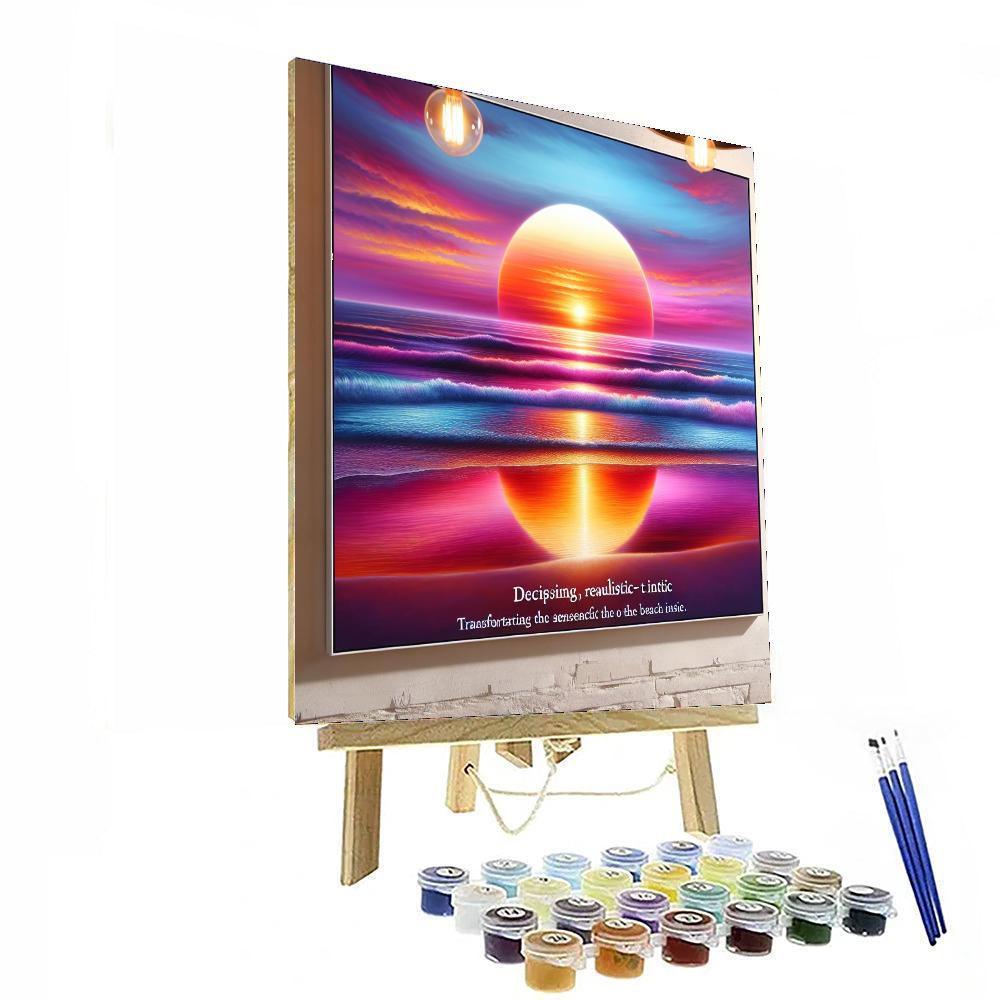 Radiant Sunset At The Beach Painting Number Kit