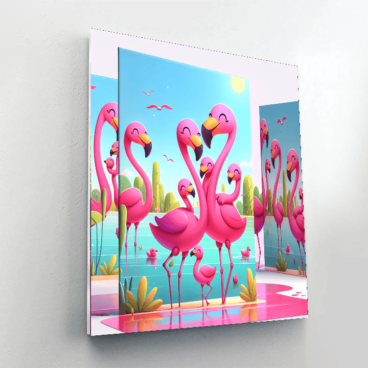 Fluffy Flamingo Family Paint By Numbers Kits