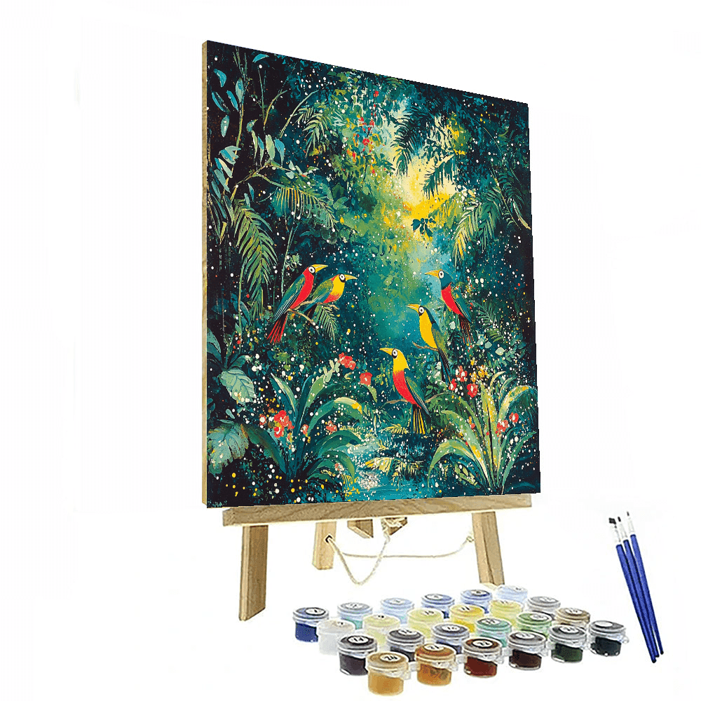 Henri Rousseau Inspired Tropical Bird Paradise  Paint By Color