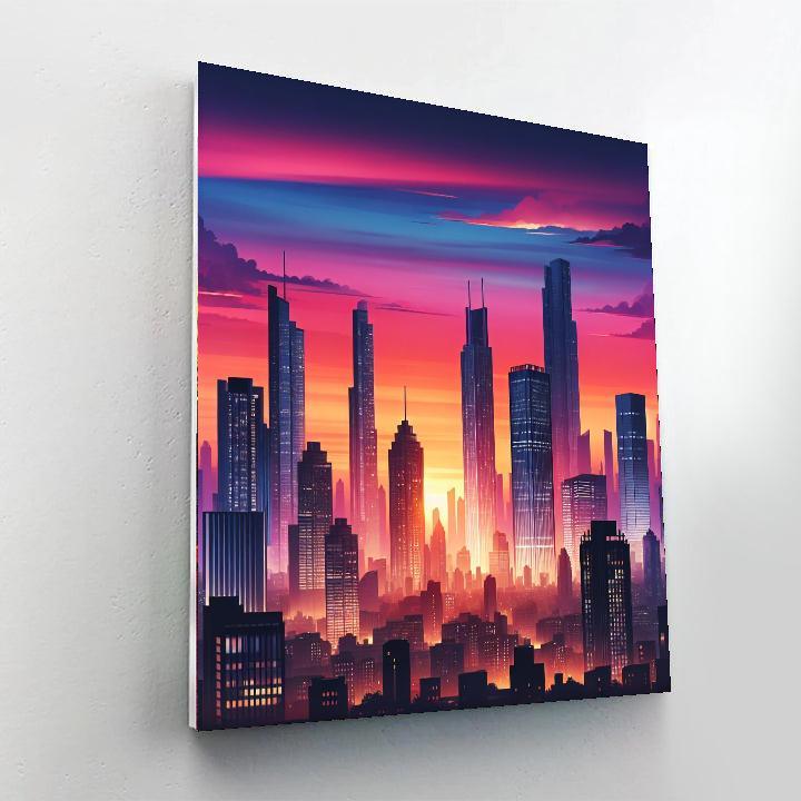 Chic Cityscape Sunset Painting Number Kit