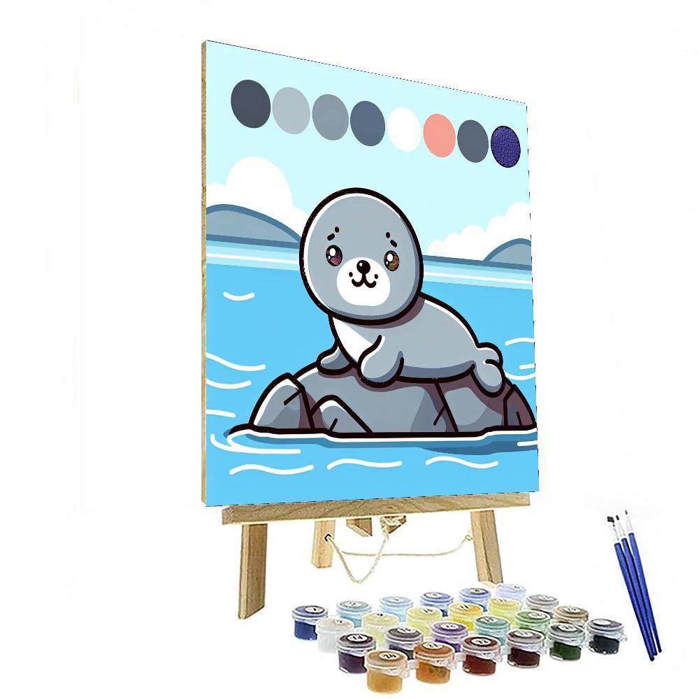 Adorable Baby Seal Number Painting