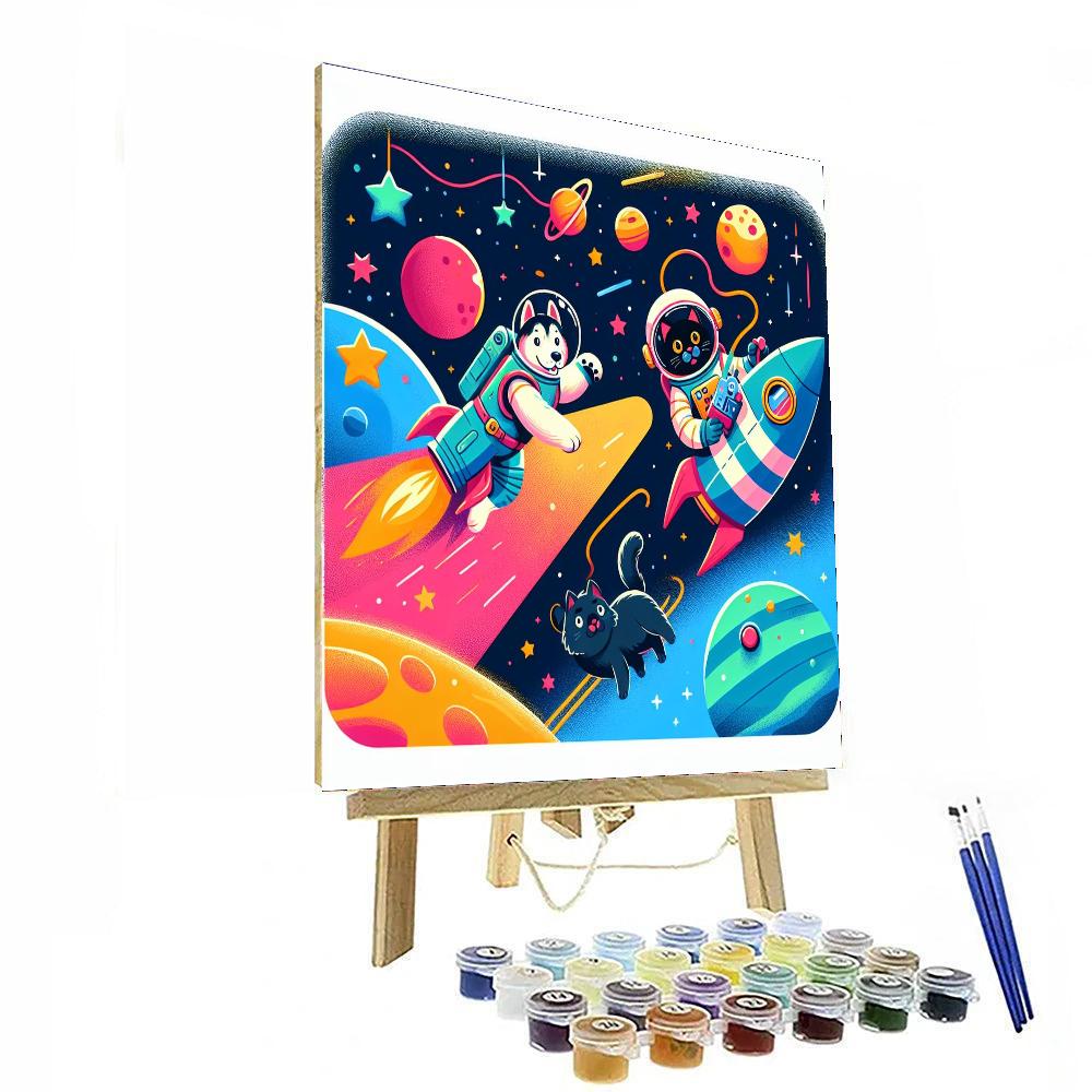 Animal Adventures In Space Painting By Numbers Kit