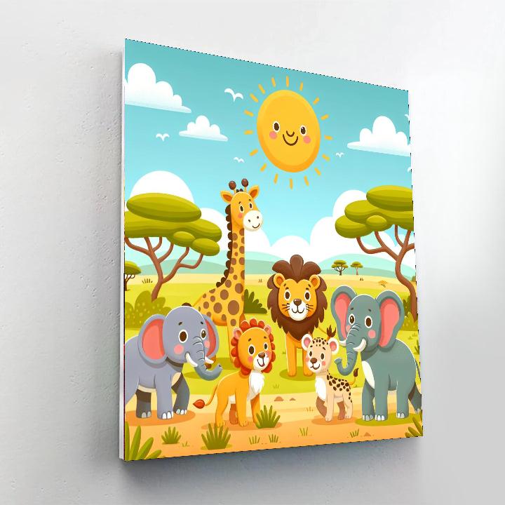 Roaming Safari Animals Painting Number Kit