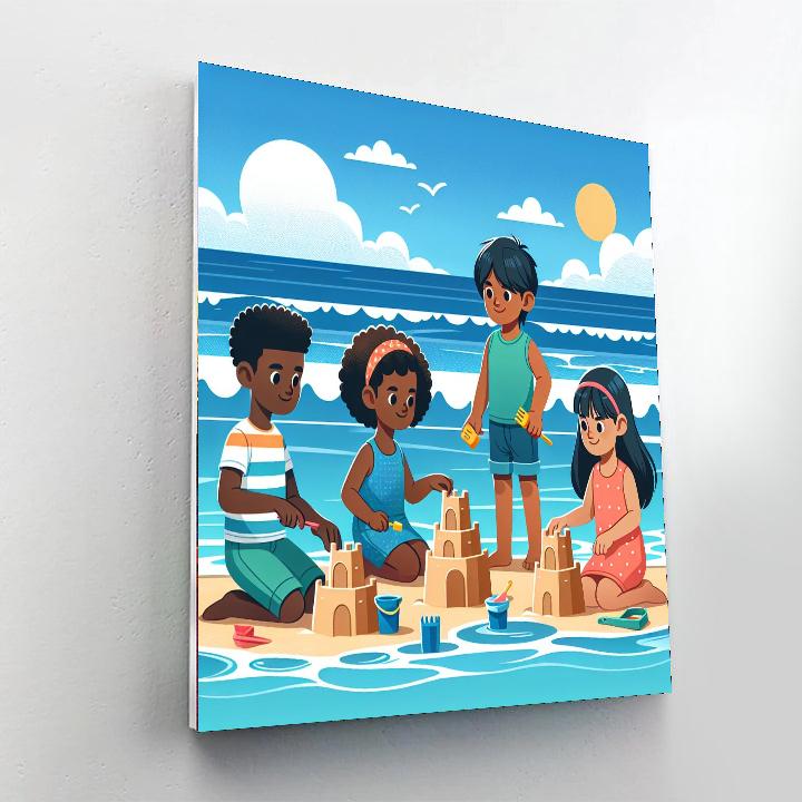 Sunny Seaside Sandcastles Painting Number Kit