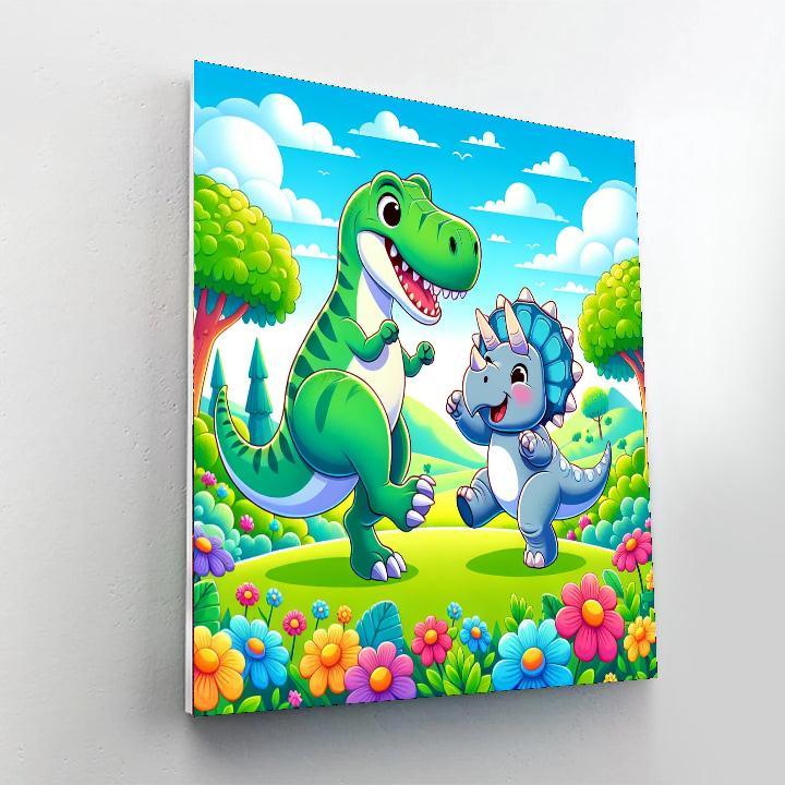 Happy Dino Dance Paint By Numbers