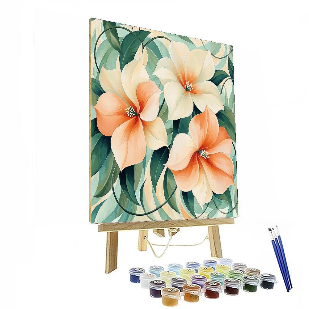 Georgia O'Keeffe Inspired Dreamlike Blossoms And Vines  Number Painting