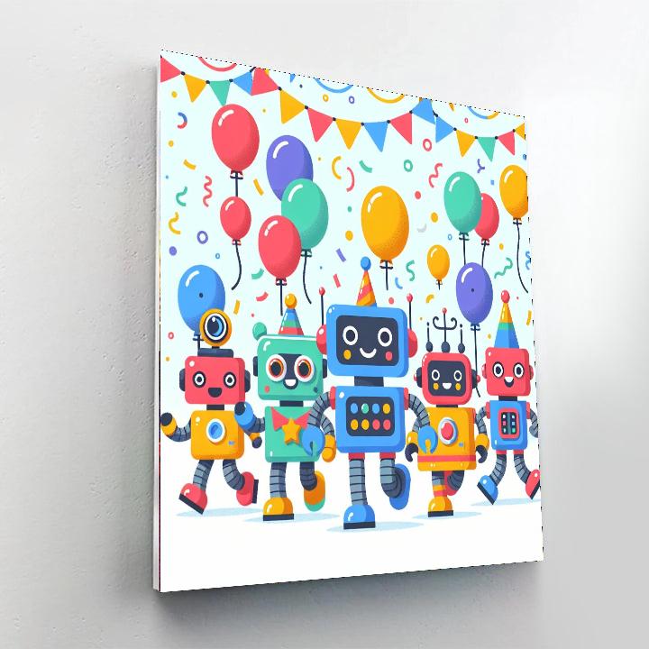 Happy Robot Parade Paint By Number