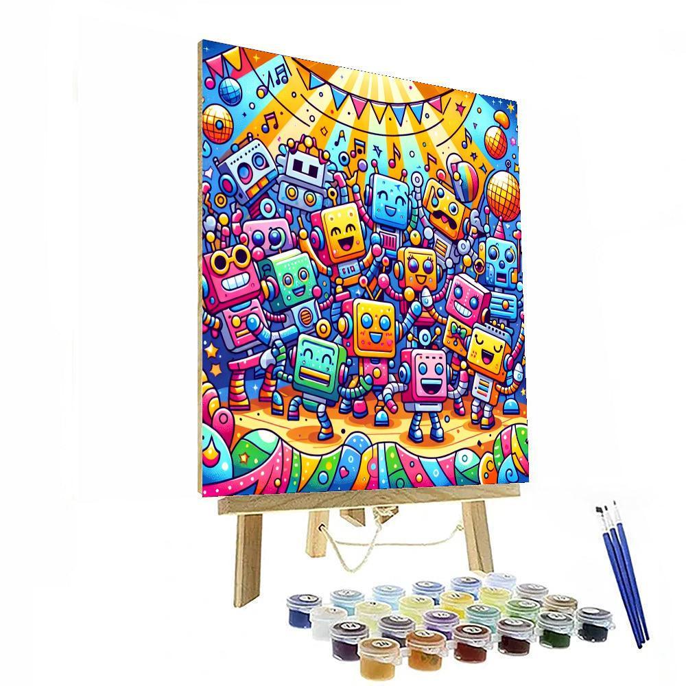 Energetic Robot Dance Party Paint By Numbers Kits