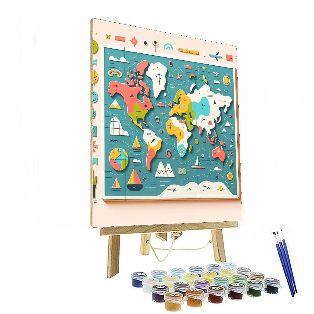 Explorer's World Map Numbered Painting Kits
