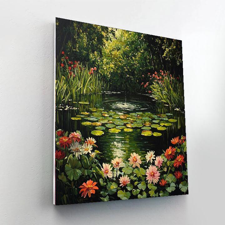 John William Waterhouse Inspired Tranquil Reflection Pond  Paint By Color