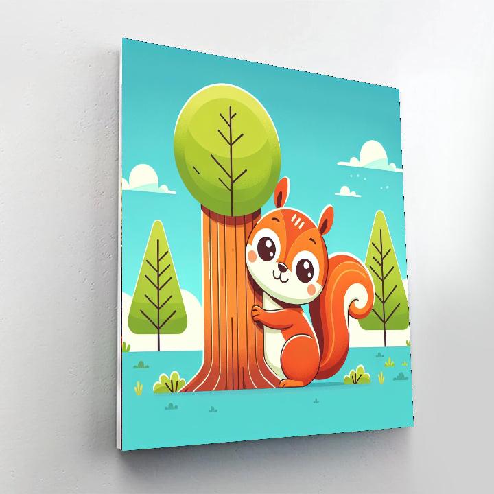 Cheeky Squirrel Hide-and-seek Painting Number Kit