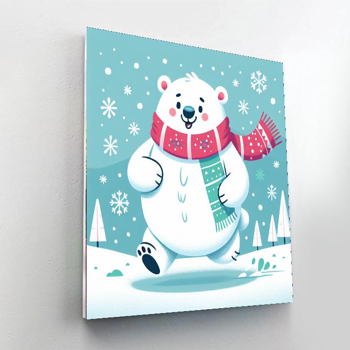 Cheery Polar Bear Painting Number Kit