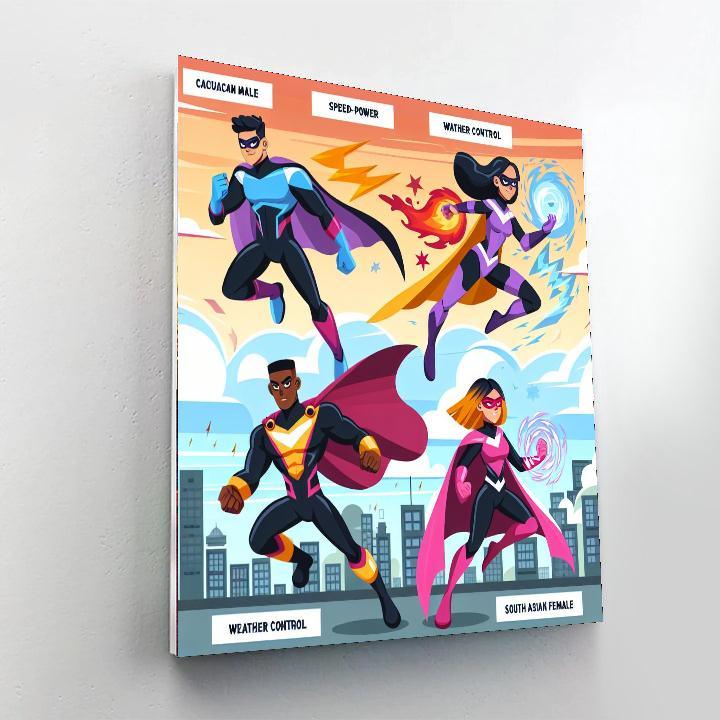 Superhero League Number Painting
