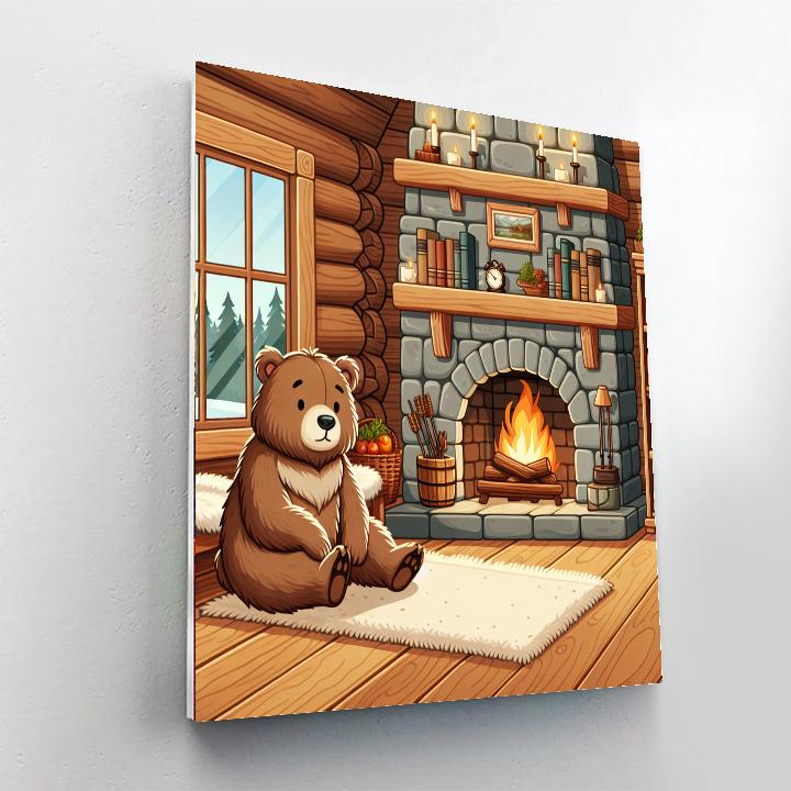 Bear's Cozy Winter Retreat Number Painting