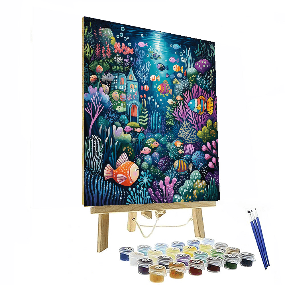 Tenniel Inspired Whimsical Underwater Scene - DIY Painting By Numbers Kit