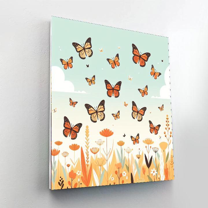 Marvelous Monarch Migration Number Painting