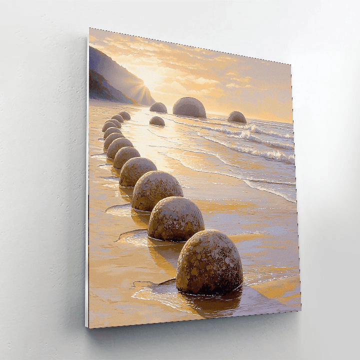 Moeraki Boulders - Otago Coast, New Zealand Paint By Numbers Kits