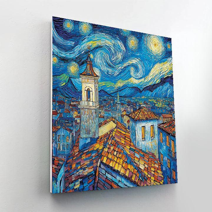 Vincent Van Gogh Inspired Starry Rooftop Escape  Paint By Numbers Kits