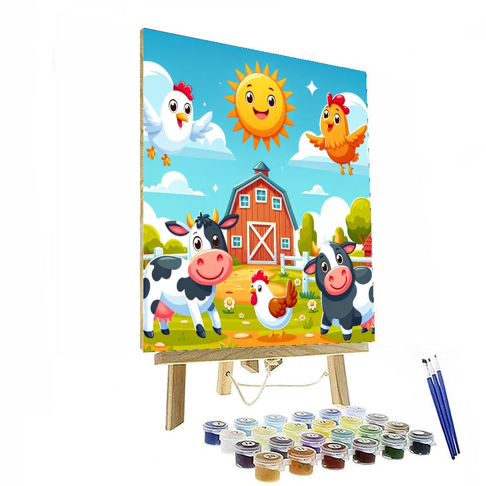 Cheerful Farmyard Frolics Paint By Numbers Art