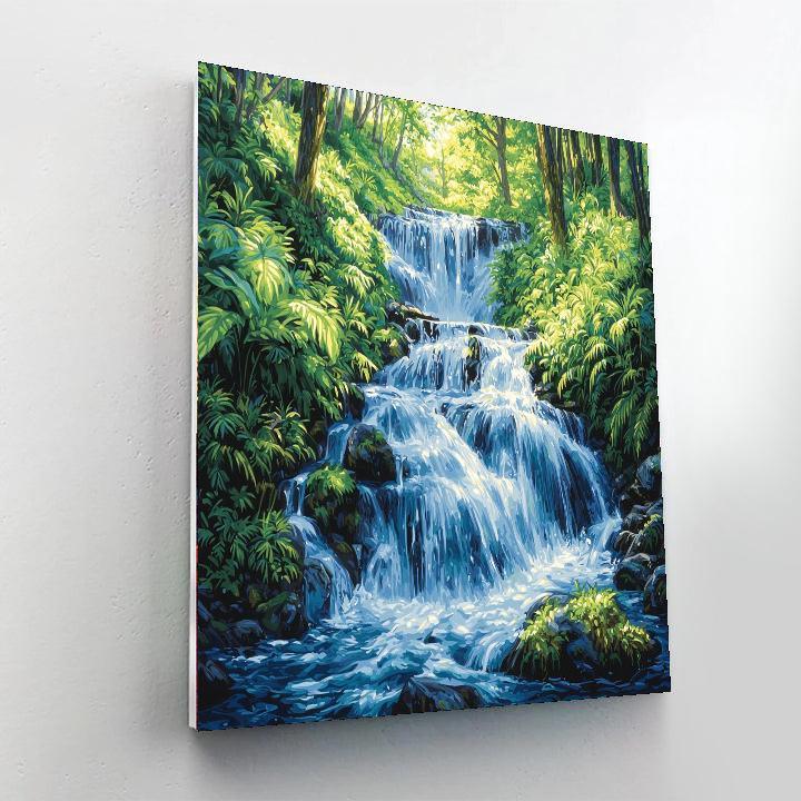 Utagawa Hiroshige Inspired Cascade Of Serenity  Number Painting