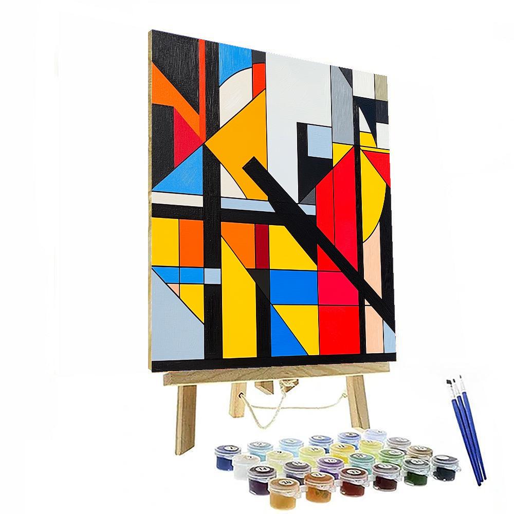 Piet Mondrian Inspired Colorful Abstract Cityscape  Paint By Numbers Kits