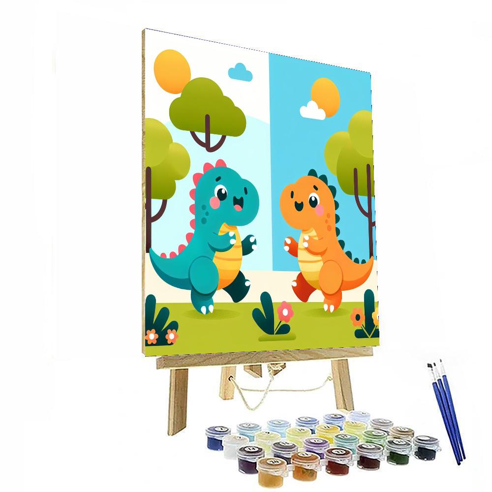 Happy Dino Friends Paint By Numbers Art