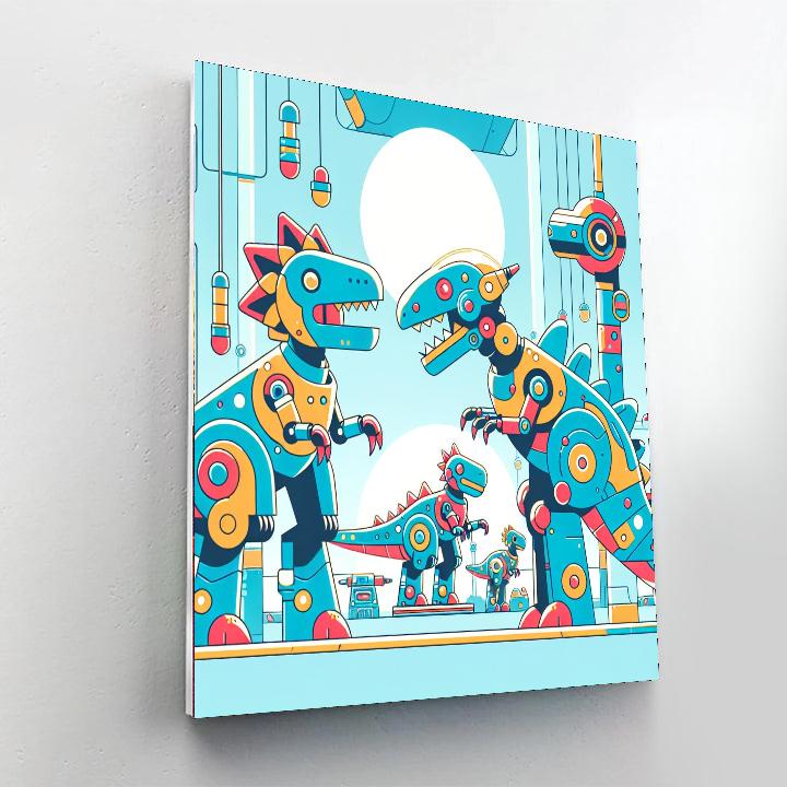 Tech-savvy Dino Robots Paint By Numbers Art