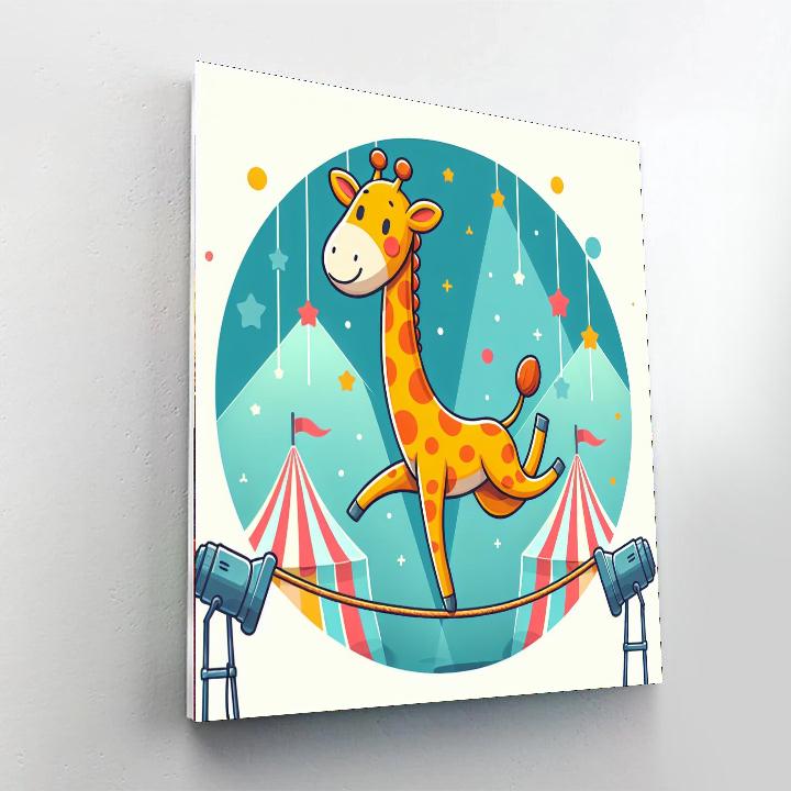 Circus Acrobat Giraffe Number Painting