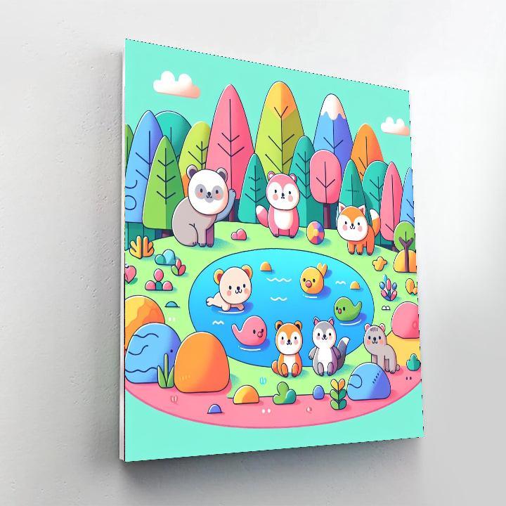 Lively Lakeside Adventure Paint By Numbers Art