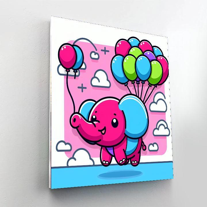 Bouncing Balloon Elephant DIY Paint By Numbers
